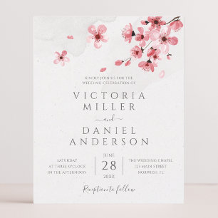 Budget Watercolor Floral Cherry Blossom Wedding