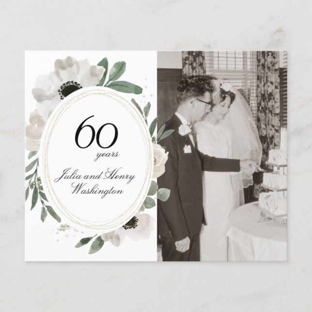 Budget Watercolor Floral Gold 60th Anniversary (Front)