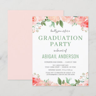 Budget Watercolor Floral Graduation Invitation