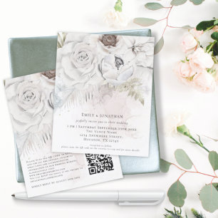 Budget Watercolor Florals QR Code Wedding Invite