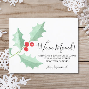 Budget Watercolor Holly We've Moved Card