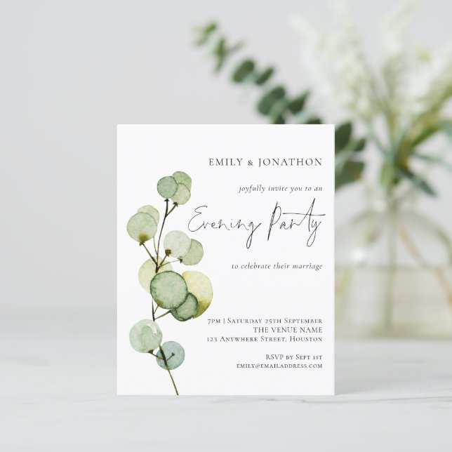 Budget Watercolor Leaves Wedding Evening Party (Standing Front)