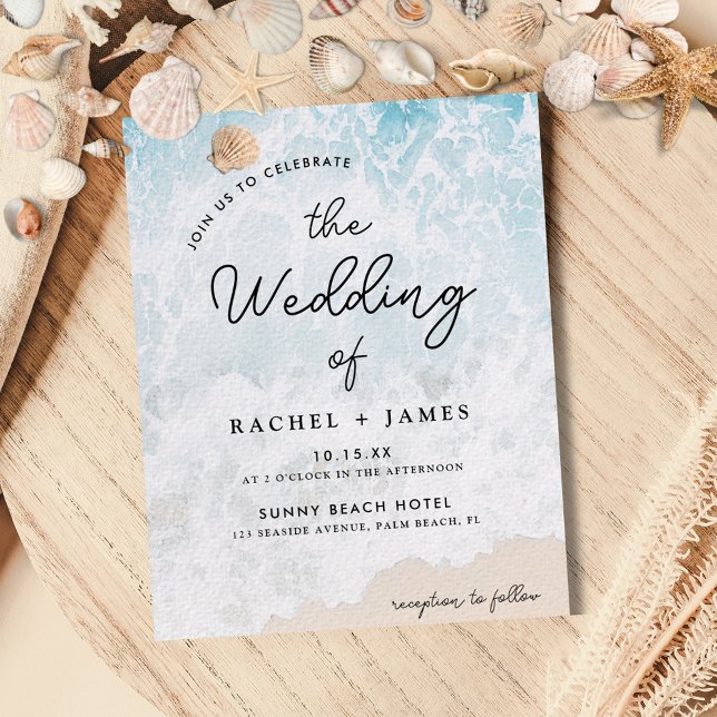 Budget Watercolor On The Beach Wedding Invitation (Creator Uploaded)