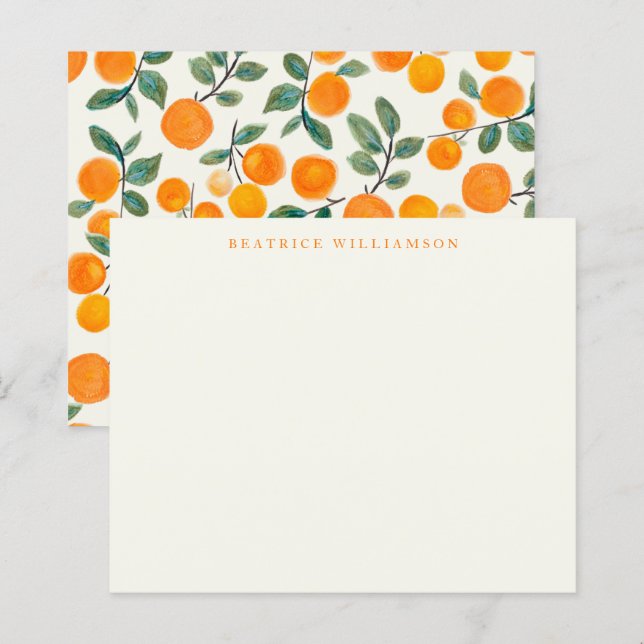 Budget Watercolor Oranges Personalized Stationery (Front/Back)