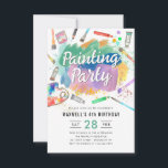 Budget Watercolor Paint Painting Party Birthday Card<br><div class="desc">Cute Watercolor Art Paint Painting Party Birthday Invitation</div>