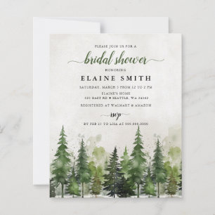 Budget Watercolor Pine Forest Bridal Shower