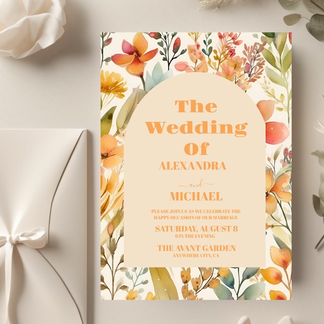 Budget Watercolor Pink Orange Wildflowers Wedding (Creator Uploaded)