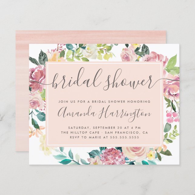 Budget Watercolor Spring Floral Bridal Shower (Front/Back)