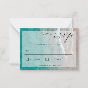 Budget Watercolor Tropical Beach Wedding RSVP Card
