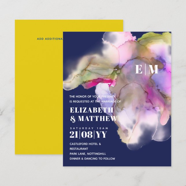 BUDGET Watercolor Wedding Abstract Purple Grey (Front/Back)