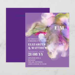 BUDGET Watercolor Wedding Abstract Purple Grey