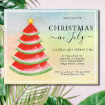Budget Watermelon Christmas in July Party Invite<br><div class="desc">This Budget Christmas in July Party Invitation is decorated with a red watercolor watermelon tree on a colourful background. Easily customizable. Use the Design Tool to change the text size, style, or colour. Because we create our artwork you won't find this exact image from other designers. Original Watercolor © Michele...</div>