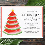 Budget Watermelon Christmas in July Party Invite<br><div class="desc">This Budget Christmas in July Party Invitation is decorated with a red watercolor watermelon tree.
Easily customizable.
Use the Design Tool to change the text size,  style,  or colour.
Because we create our artwork you won't find this exact image from other designers.
Original Watercolor © Michele Davies.</div>