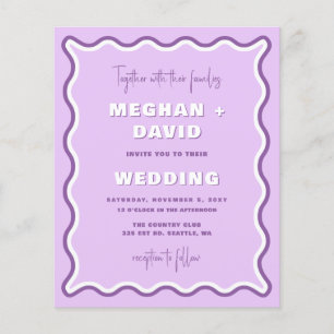Budget Wavy Purple Photo Wedding Invitation
