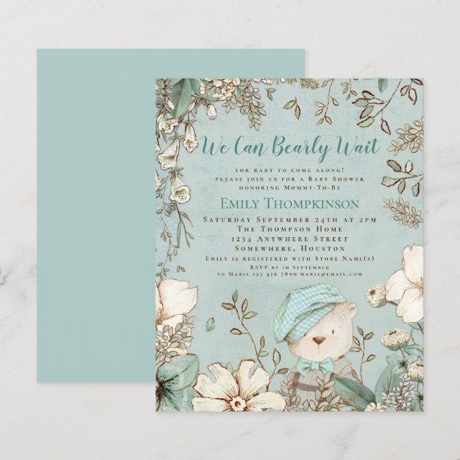 Budget We Can Bearly Wait Baby Shower Invite (Front/Back)