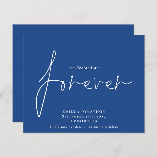 Budget We Decided on Forever Blue Save The Date (Front/Back)