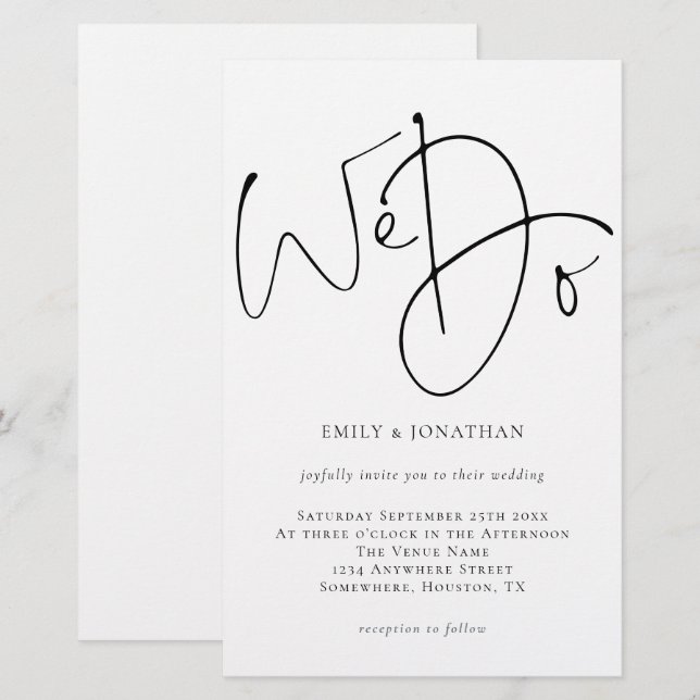 Budget We Do Script Simple Wedding Invitation (Front/Back)