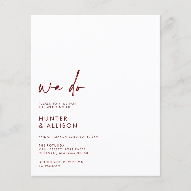 BUDGET We Do Wedding Invitation Flyer (Front)
