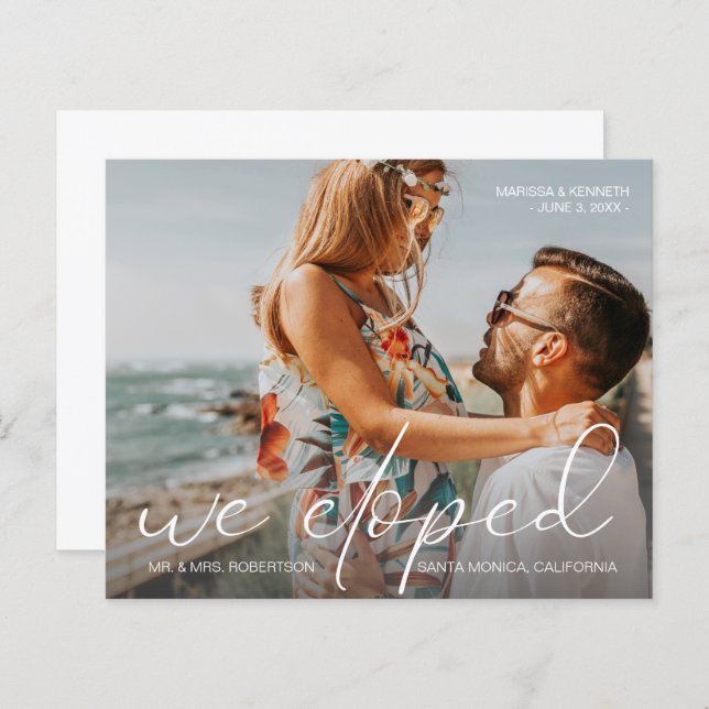 Budget We Eloped Photo Landsc Wedding Announcement (Front/Back)