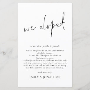 Budget We Eloped Script Elopement Announcement 