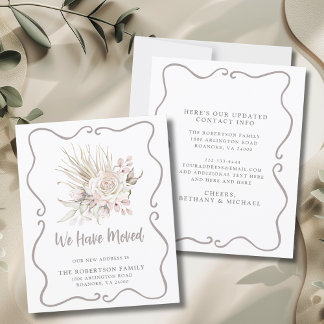 Budget We Have Moved Blush Roses New Address Card