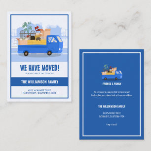 Budget We’ve Moved Blue Truck On The Road Moving Card