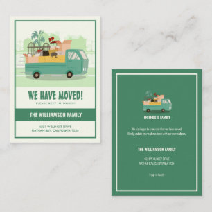 Budget We’ve Moved Green Truck On The Road Moving Card