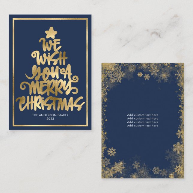 Budget We Wish You A Merry Christmas Navy Blue Fun Card (Front/Back)