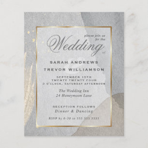 Budget Wedding Abstract Pewter Wabi Sabi Invitati