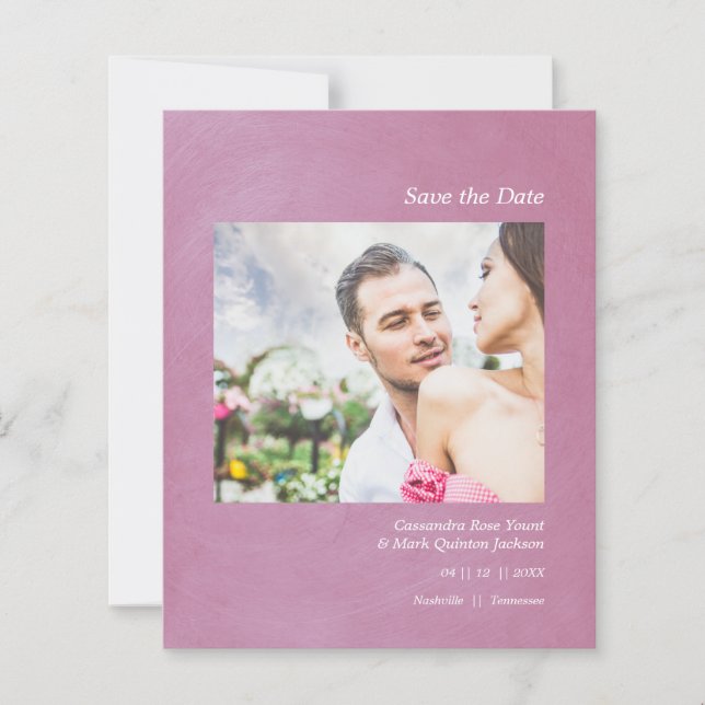 Budget Wedding Announcement Photo Metallic Effect (Front)