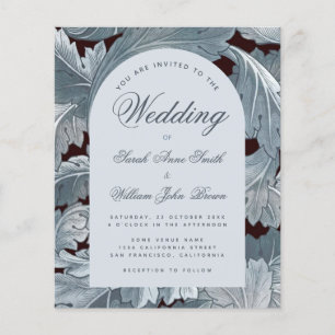 Budget Wedding Arch Grey Leaves Script Invitation 