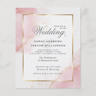 Budget Wedding Blush Pink Gold Abstract Marbled  I