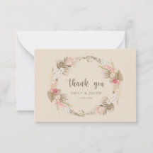Budget wedding Boho floral wreath thank you