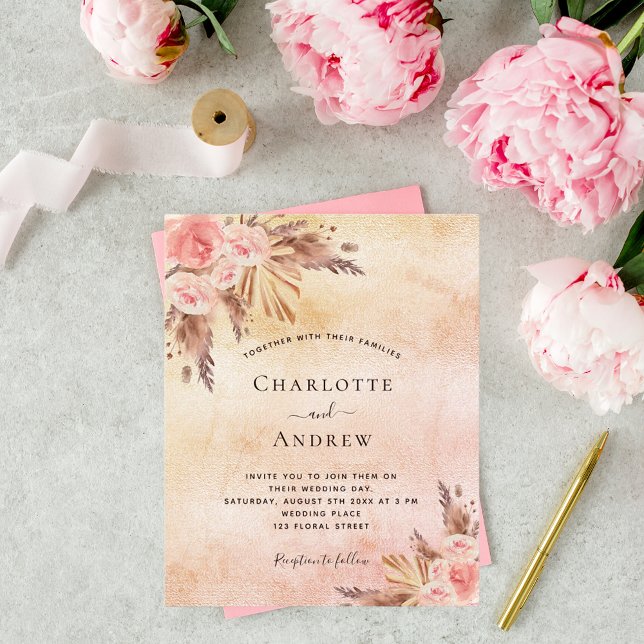 Budget Wedding boho pampas grass rose gold (Creator Uploaded)