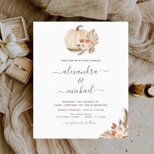 Budget Wedding Boho Pampas Grass White Pumpkin