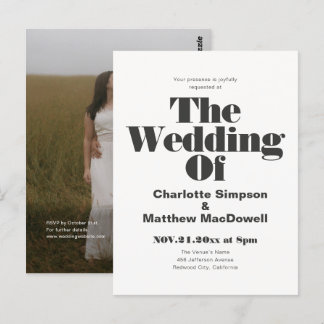 Budget Wedding Bold Modern Editorial Photo QR Code Postcard