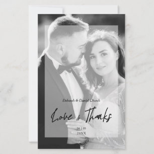 Budget Wedding BW Photo Minimalist Thanks Vellum