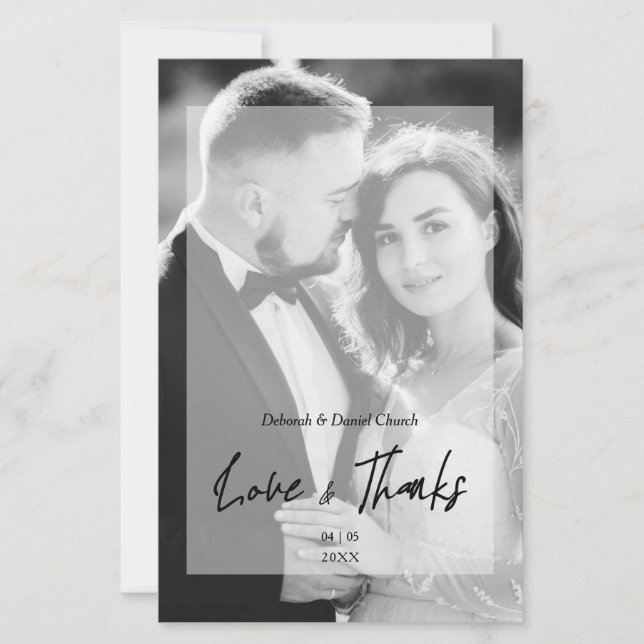 Budget Wedding BW Photo Minimalist Thanks Vellum (Front)