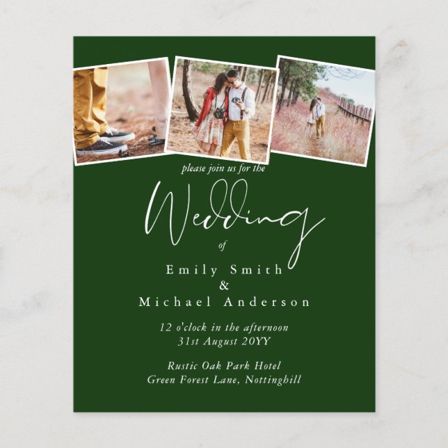 BUDGET Wedding Colours Green Sage Olive Invite (Front)