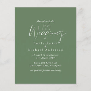BUDGET Wedding Colours Green Sage Olive Invite