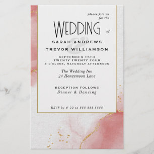 Budget Wedding Coral Rose Abstract Marbled Skies