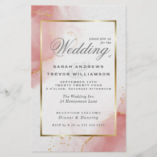 Budget Wedding Coral Rose Gold Abstract Marbled  I