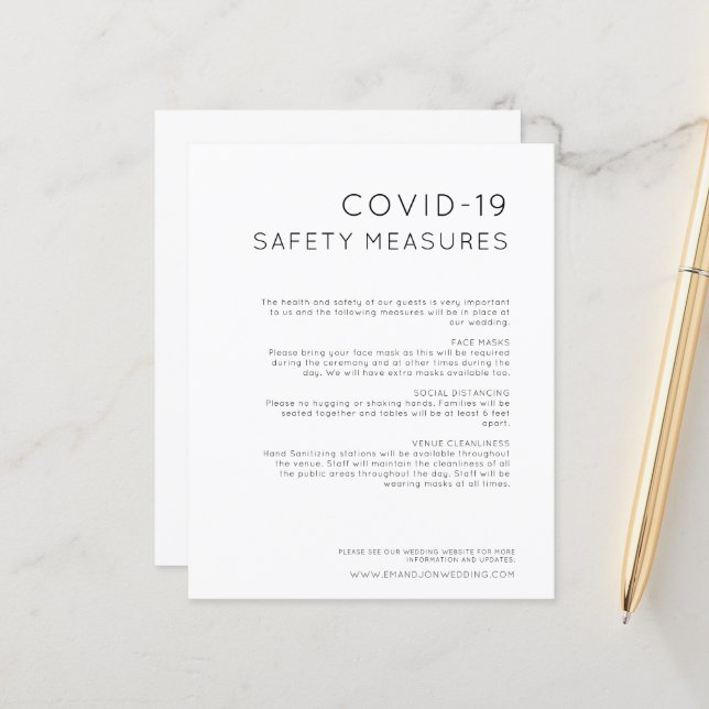 Budget Wedding COVID Safety Measures Black White (Front/Back In Situ)