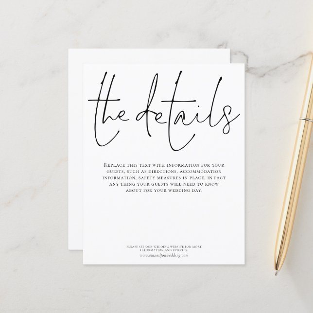 Budget Wedding Details Elegant Script Enclosure (Front/Back In Situ)