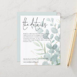Budget Wedding Details Eucalyptus Script Enclosure