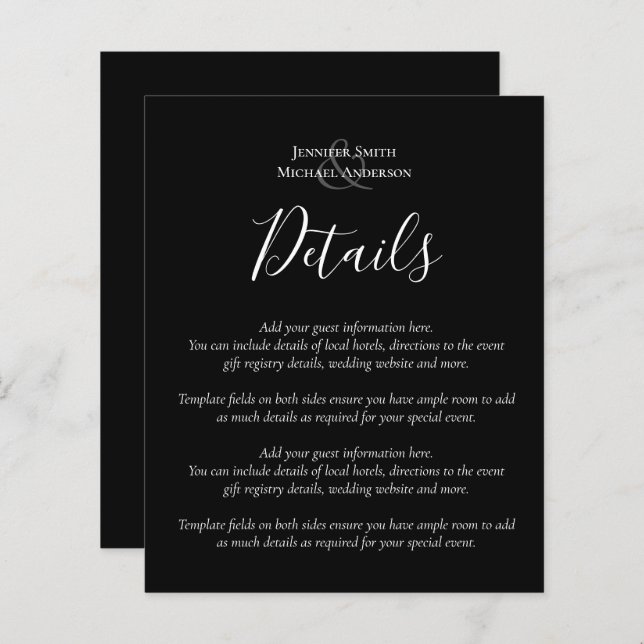 Budget Wedding Details Hotels Enclosure Template (Front/Back)