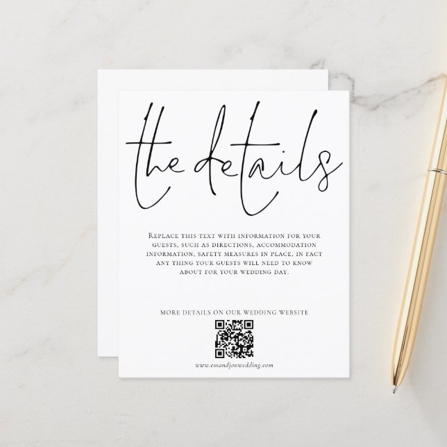 Budget Wedding Details QR Code Script Enclosure (Front/Back In Situ)