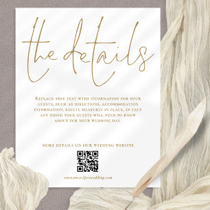 Budget Wedding Details QR Gold Script Enclosure