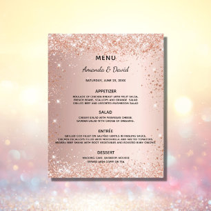 Budget wedding dinner menu rose gold glitter
