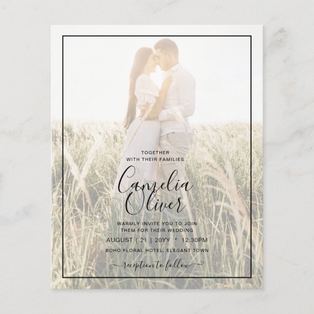 BUDGET Wedding Dusty Rose Photo OVERLAY  Flyer (Front)